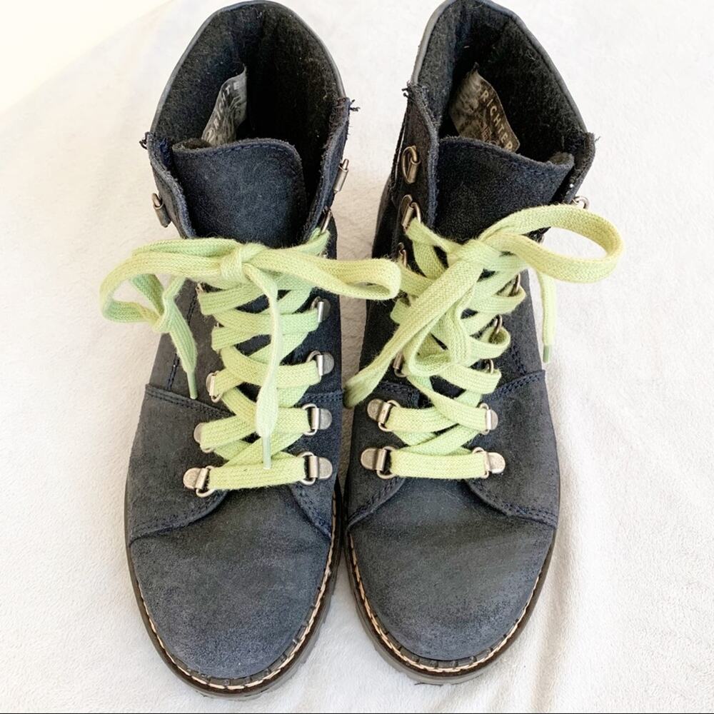 Richter Black Suede D-Ring Lace Up Work Booties - Picture 2 of 8